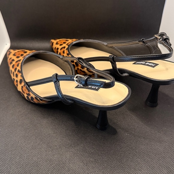 Nine West Leopard-Print Pointed Slingback Flats - Tan/Black - Picture 2 of 4